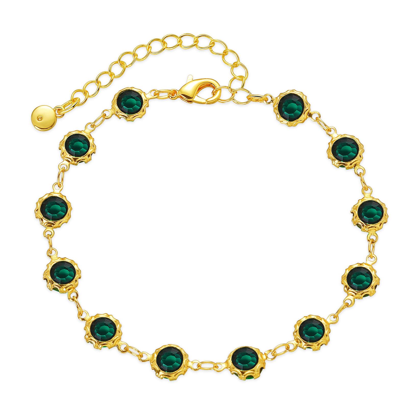 Retro 18K Gold Plated Copper French Bracelet Vintage Style Elegant Chain Bangle for Women Girl Anniversary Jewelry Gift 17cm