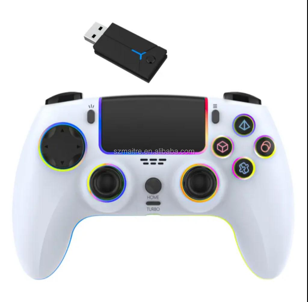 Kabelloser Game Controller Dynamische RGB-Beleuchtung Kabellos 2.4GHz Sechs-Achsen-Gyroskop Touch-Tasten für PS5/PS4/PS3/Switch Spiel-Spieler