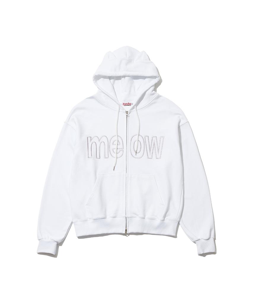 Itzavibe Meow Cat Ear Hoodie Zip Up - White