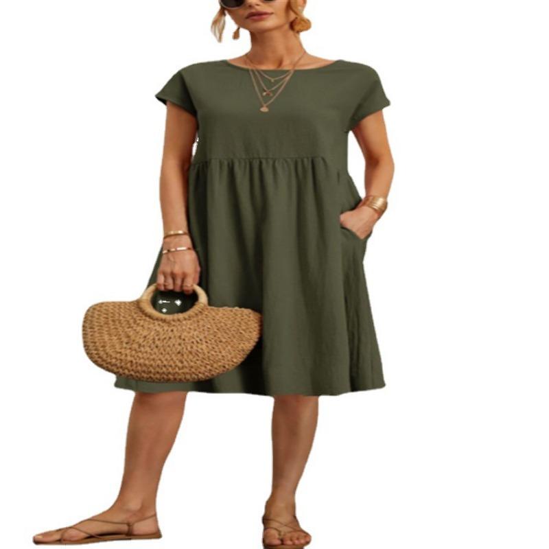 Summer Temperament Women's Round Neck A-line Dress