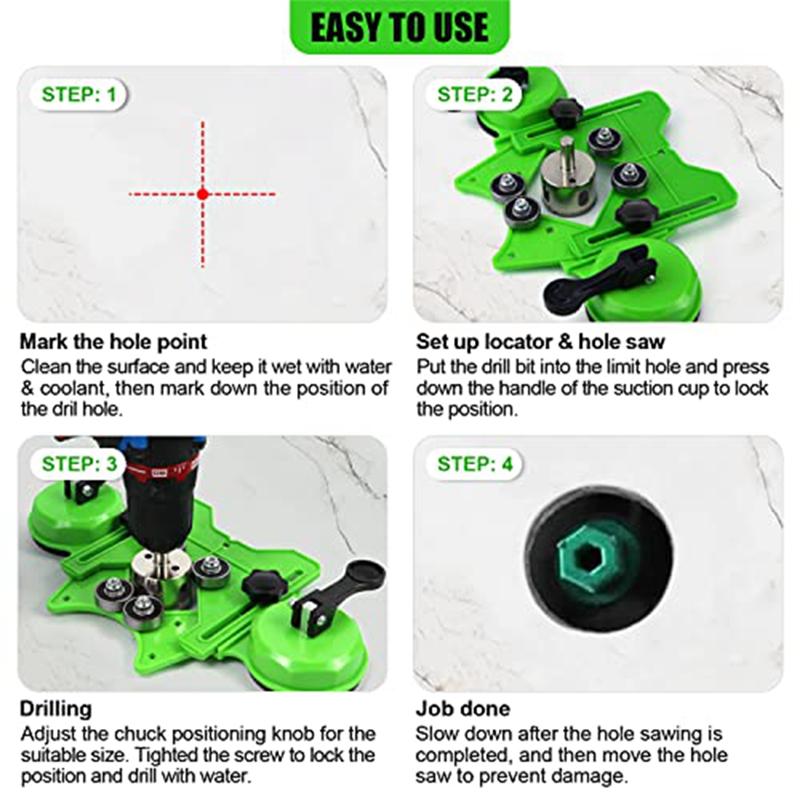 AD23-17 PCS Drill Bits Sets Hollow Drill Set With Double Suction Cups Guide Jig Fixture From 4Mm-83Mm