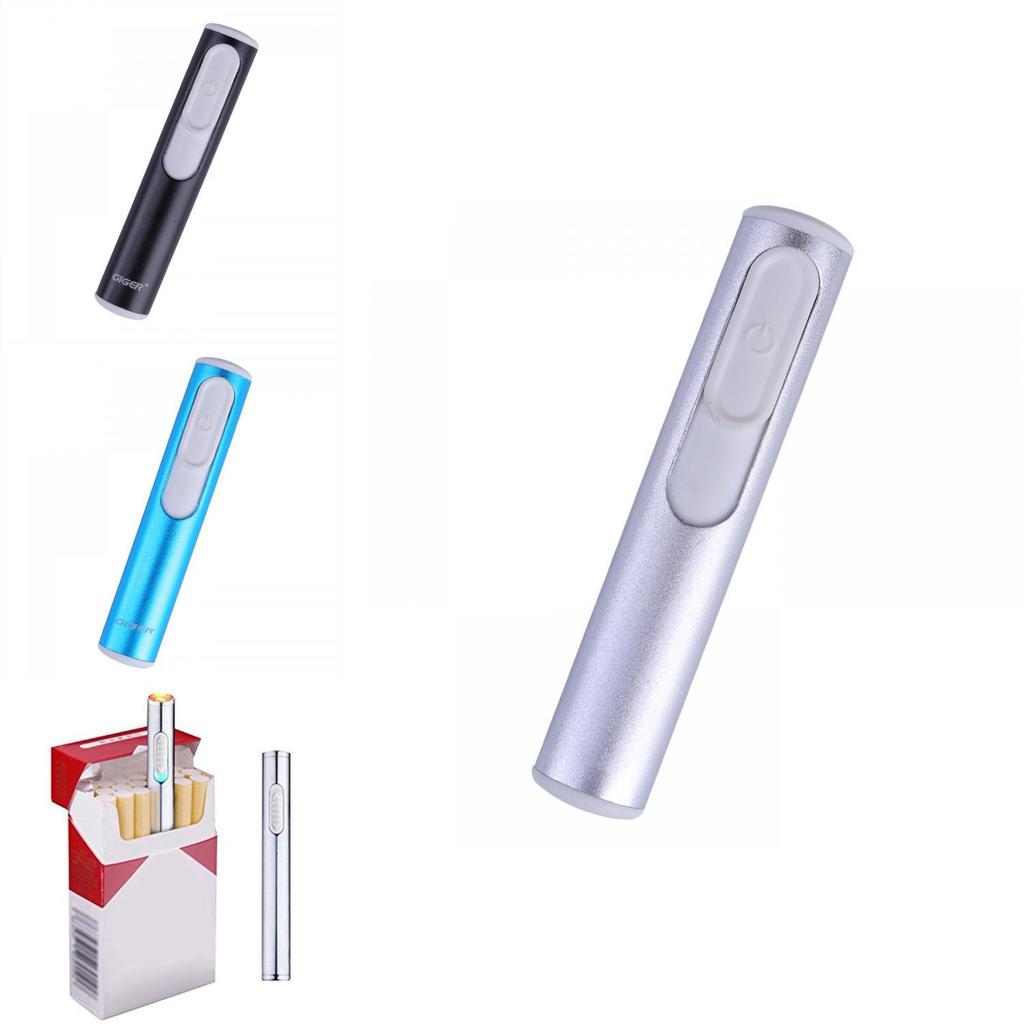 Silver Metal Shell Recharge Usb Lighter Electronic Mini Cigarette Arc Windproof