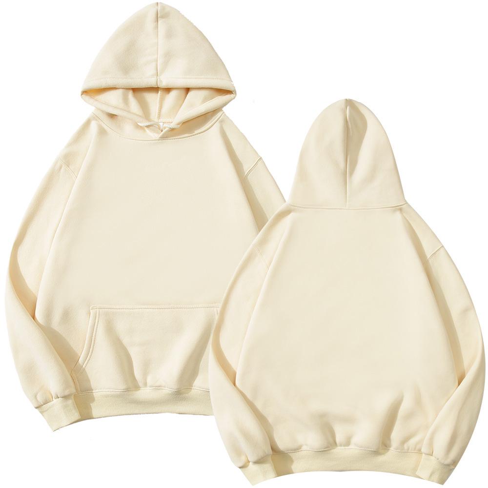 Unisex Fleece-Lined Thick Hooded Jacket - Solid Color, Trendy Autumn/Winter Style, Custom Logo Printing