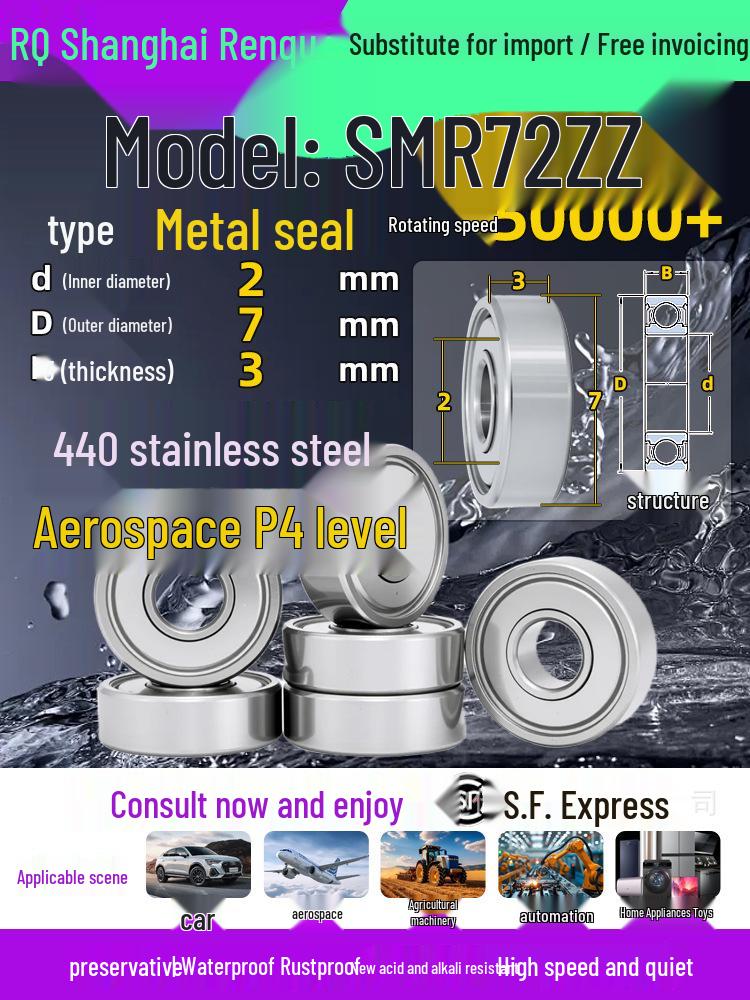 High-Speed Mini Micro Bearings Set: 440 Stainless Steel, 4 Models, 3 Bearings Each, Inner Diameter: 1, 2, 5, 6, 7, 8, 9, 10, 12mm