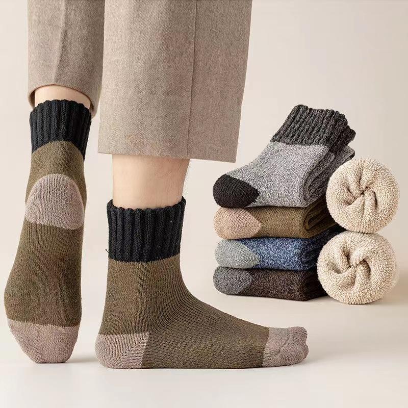 5pairs/Lot Men's Wool Socks Super Thick Terry Winter Warm Socks Fashion Style Mid Tube Socks Snow Socks High Quality Men's Socks