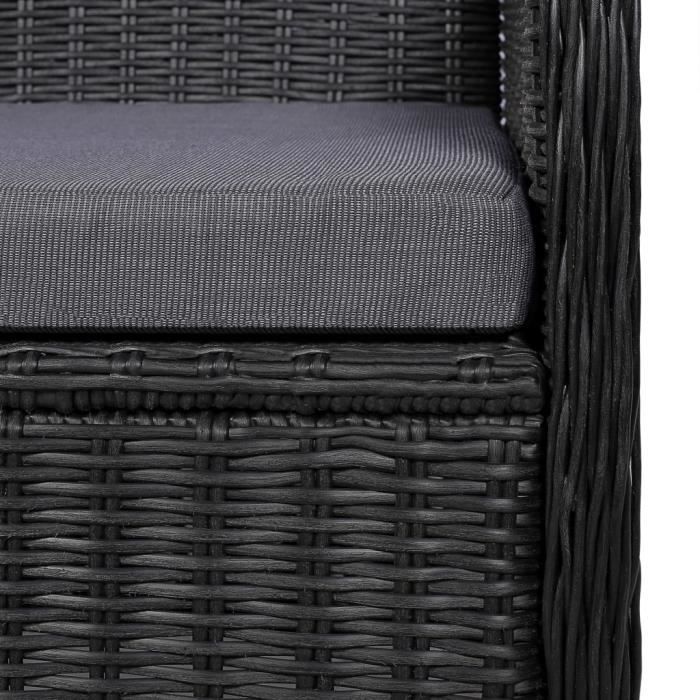 VidaXL 2 pcs Chaises d'extérieur avec coussins Résine tressée Noir