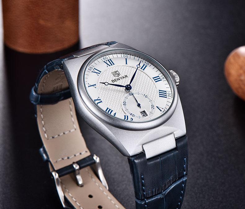 Benyar Men's Quartz Fashion Business Waterproof Wristwatch with Calendar - Model 5199