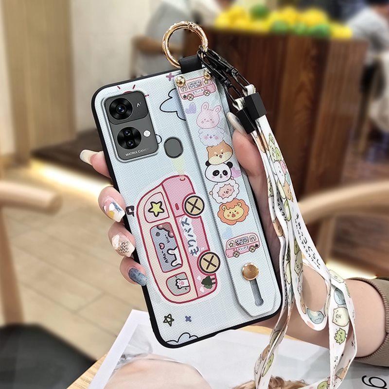 Wristband Waterproof Phone Case For Oukitel C33 Lanyard Cartoon Fashion Design Wrist Strap Anti-dust Ring Kickstand Cute