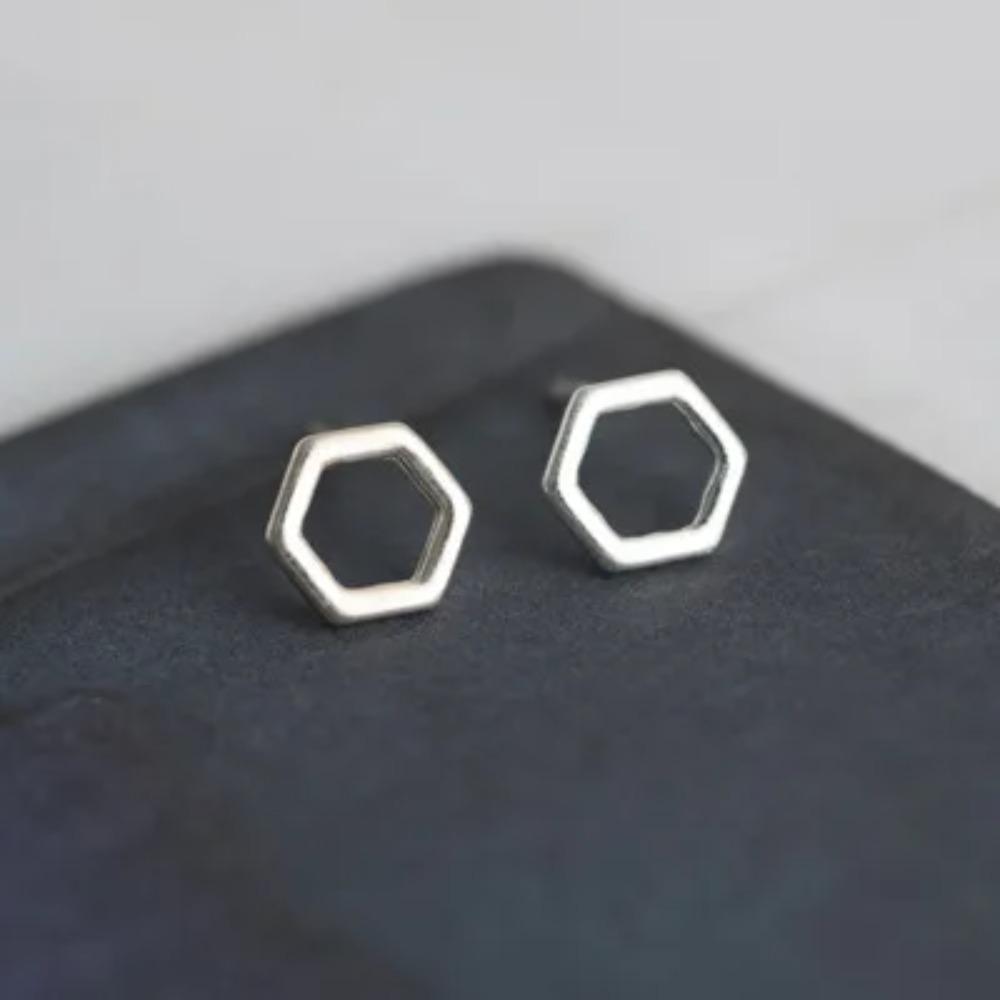 Silver Plated Korean Style Stud Earrings for Women Creative Ear Hole Design Allergy Free Fine Jewelry Accessories