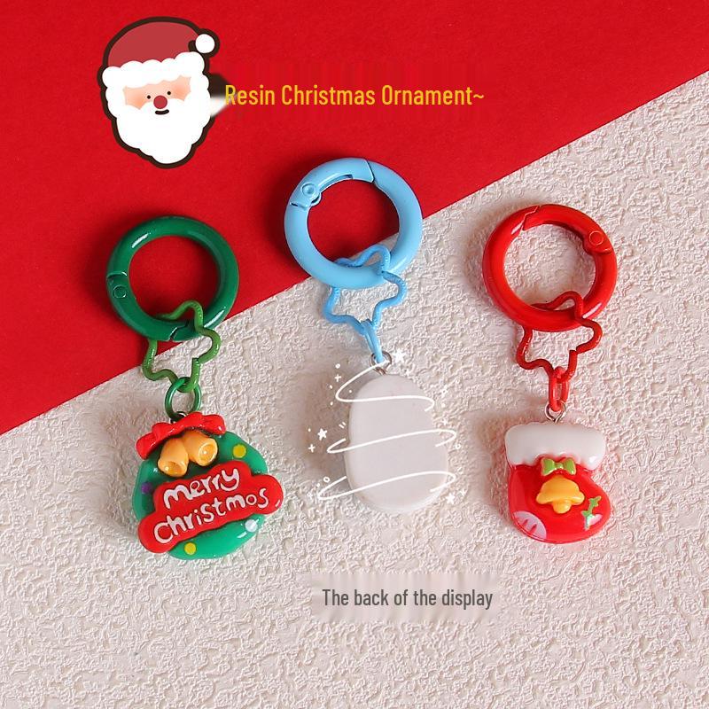 Cartoon Christmas Keychain: Cute Tree, Santa, and Snowman Accessories for Kids' Schoolbag Decoration
