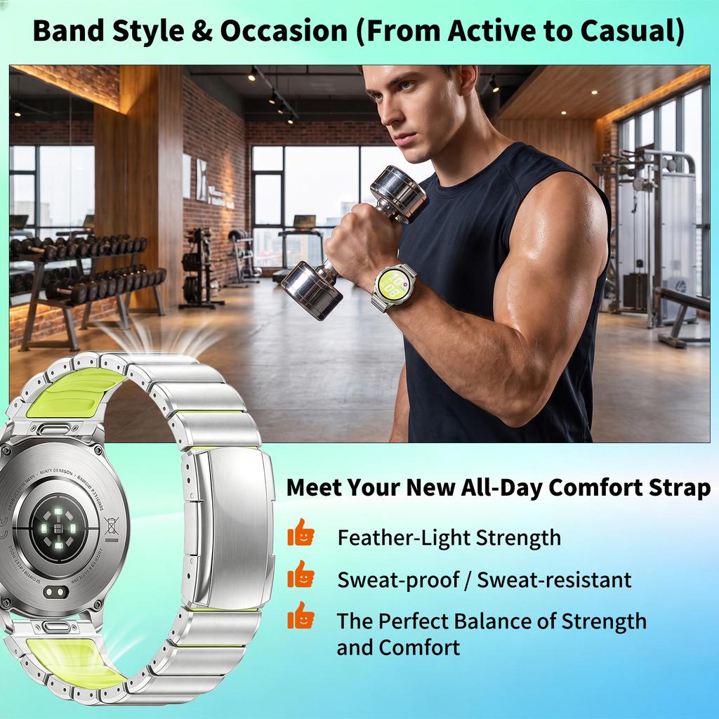 22mm Universal Watchband Silicone + Titanium Band for Huawei Ultimate 2 GT 6 Pro Runner 2 Strap for Suunto Run 2 Race S Bracelet