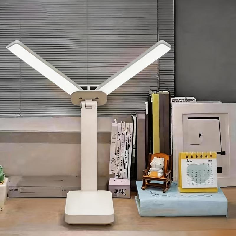 Foldable dual head LED eye protection study desk lamp