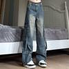 2024 American Style Women's Denim Overalls: High Street Multi-Pocket Wide Leg Retro Jeans for Autumn