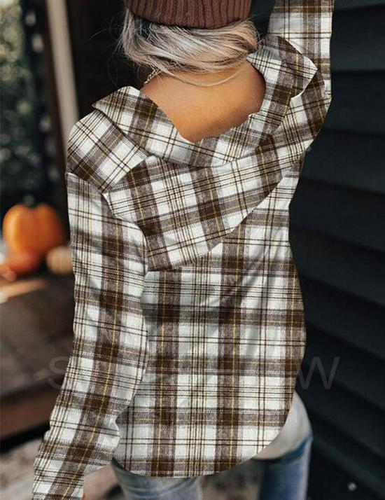 Dámská kostkovaná košile s dlouhým rukávem - Podzimní a jarní bestseller