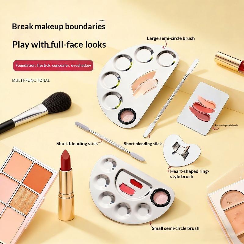 Edelstahl Make-up Mischpalette mit Spatel zum Mischen von Foundation, Lippenstift, Concealer, für den täglichen professionellen Gebrauch