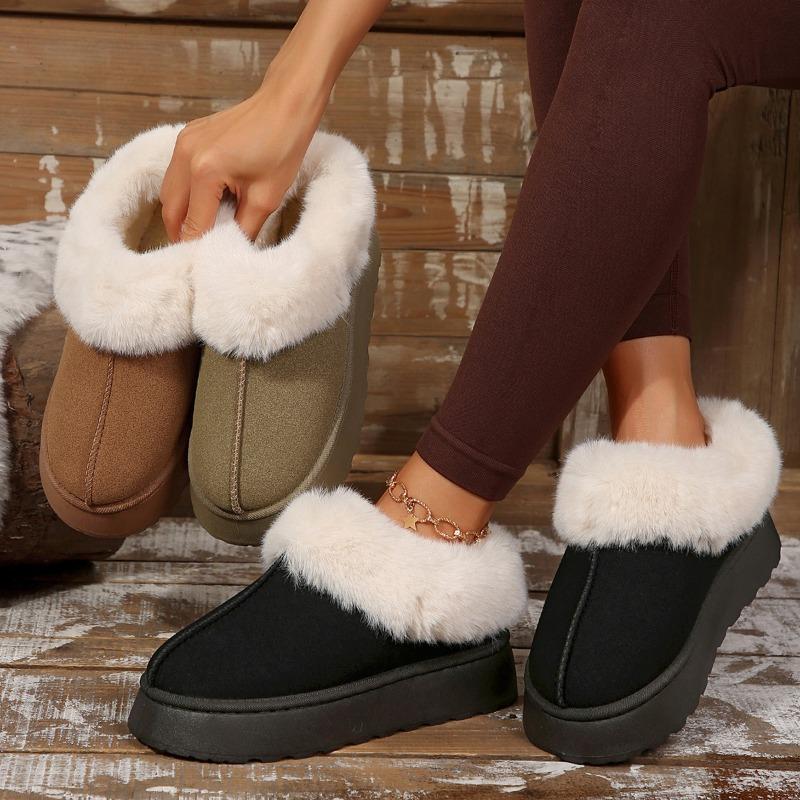 European and American Large-size Autumn and Winter New Thickened Warm Snow Boots for Women with Thick Soles and One Pedal of Fluffy Boots