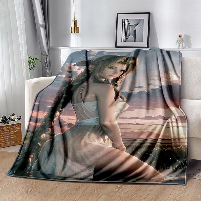 2025 New Style Final Fantasy Games Cloud Tifa Aerith Sephiroth Blanket,Soft Throw Blanket for Home Bedroom Bed Sofa Cover Kids
