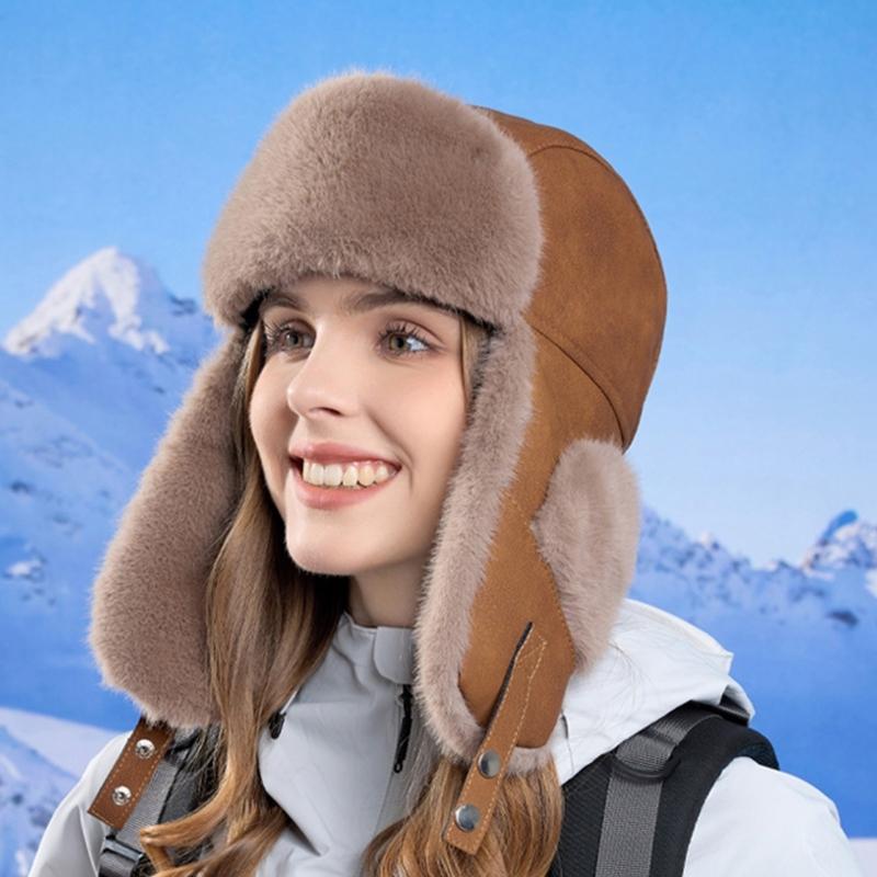 Women's Trapper Hat with Earflaps Winter Warm Thicken Fleece Lining Ear Flaps Hat Thermal Windproof Hunting Cycling Hat