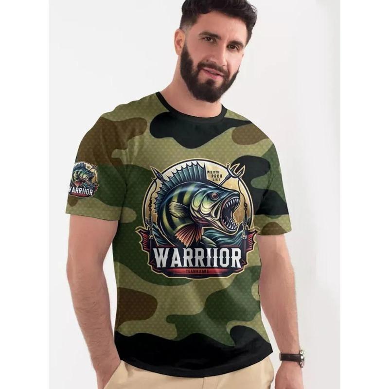 Summer Men's Fishing T-Shirts Short Sleeve 3d Fish Print Street T-Shirts Hip Hop Man Tees Loose Casual O-Neck Shirt