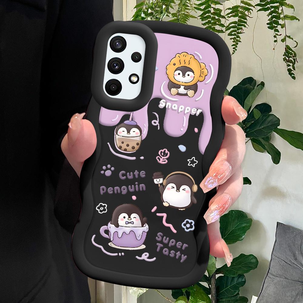 

Окрашенный узор Big Wave Edge Мягкий силиконовый материал Macaron чехол для телефона противоударный защитный резиновый чехол для Samsung Xiaomi Poco Redmi Samsung S24 FE чёрный