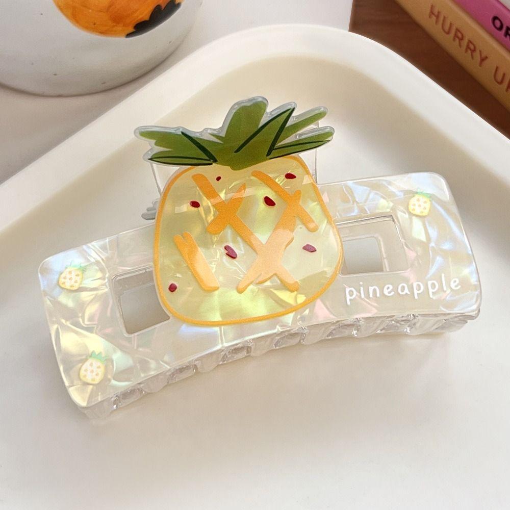 Sweet Fruit Acetate Claw Clip Watermelon Ponytail Shark Clip Hairpin Strawberry Shark Clip  Daily