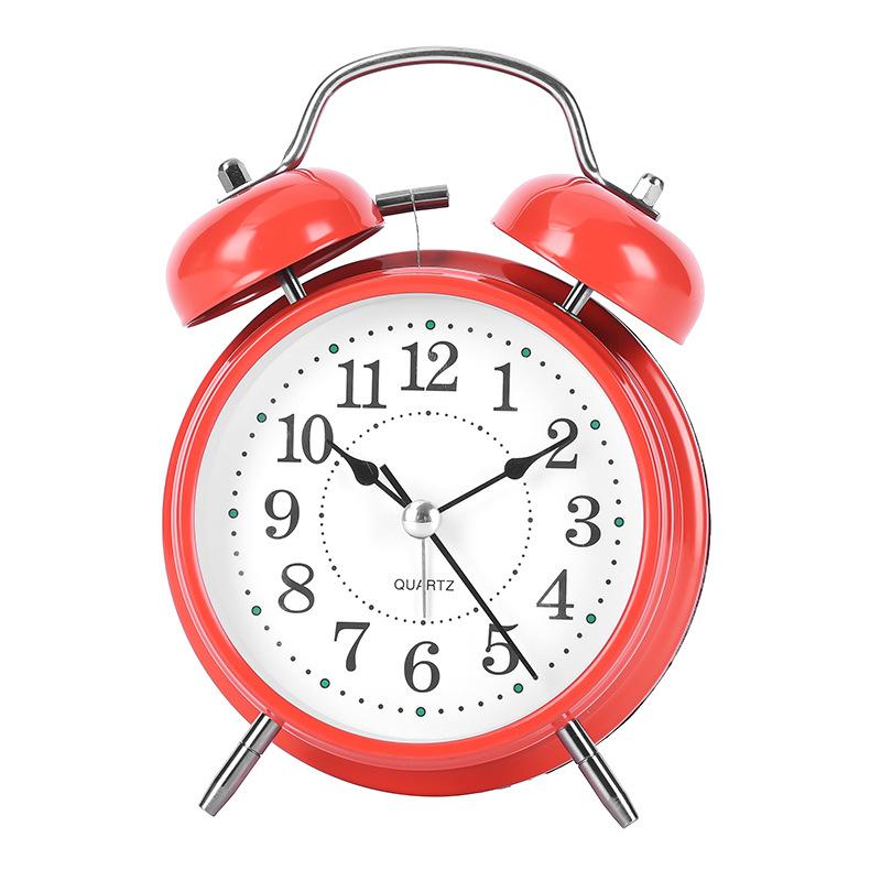 Classic simple and creative alarm clock dormitory bedside metal bell ringing students wake up with luminous alarm clock