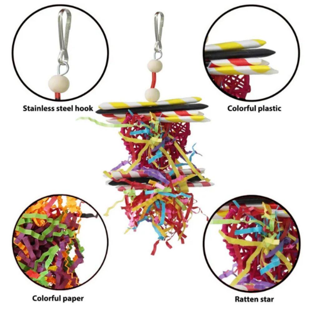 4pcs/set Bite Resistant Bird Cage Hanging Toys Paper Parrot Shredder Toy  Bird Cage