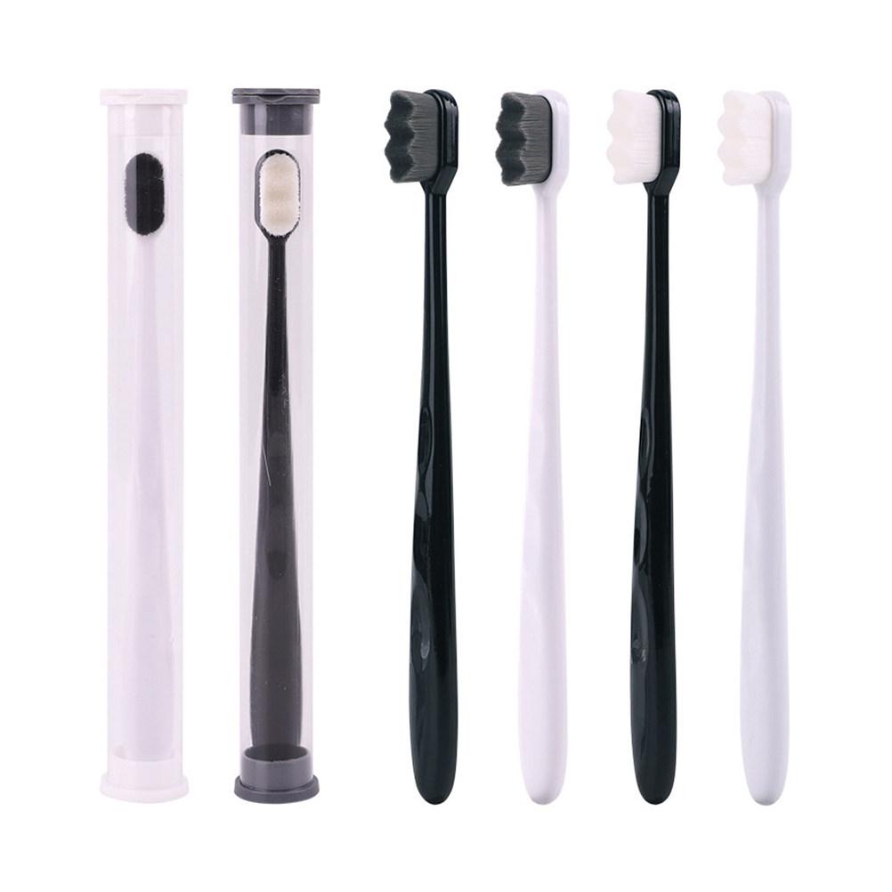 

Soft Bristle Toothbrush Black Hair Black Handle Long Handle Oral Care Tool Ergonomic Anti-Slip Teeth Cleaning Micro-Nano Oral чёрный