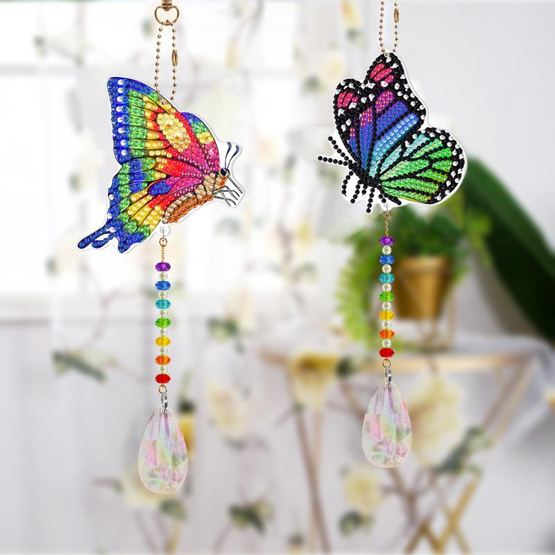 2 Stück Acryl DIY Diamantmalerei Zeichnung Perlenanhänger Handwerk Doppelseitig Diamant Dekorativ