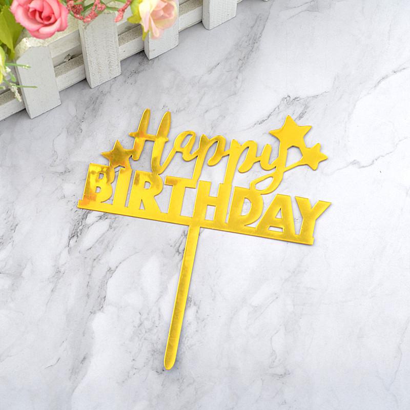 Gold & Black Mirrored Acrylic Cake Topper