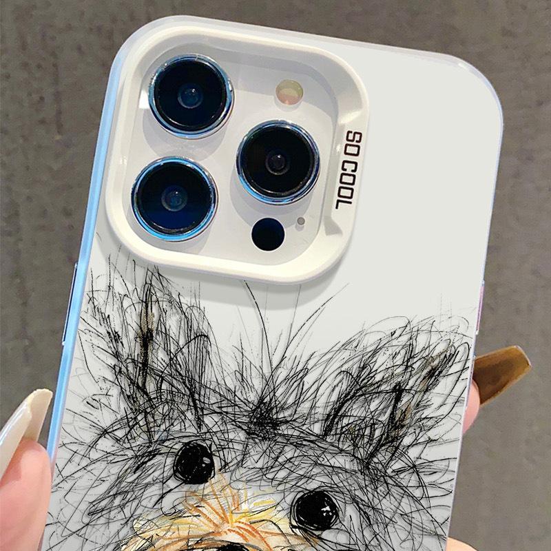 Hand-Painted Puppy iPhone 17 Case for Apple 15 Pro Max, Silver, 14 Pro/13/16 Pro Compatible