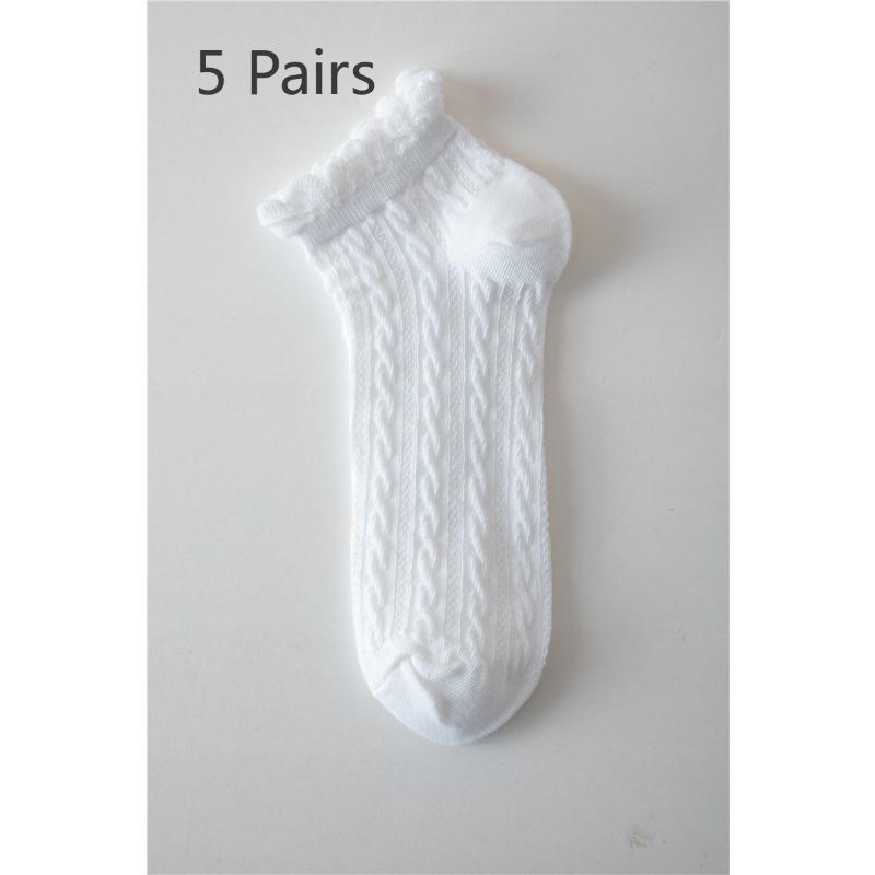 5 Pairs  Lace Socks Female Short Socks Shallow Student Female Socks Low Curry Tide