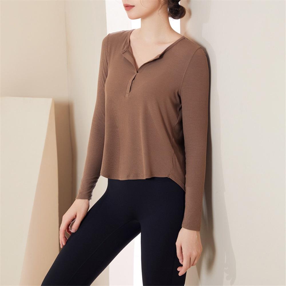 Loose Fitness Yoga Long Sleeved T-shirt Quick Drying Cover Shirt Autumn New Versatile Thread Sports Fitness Suit Top For Women