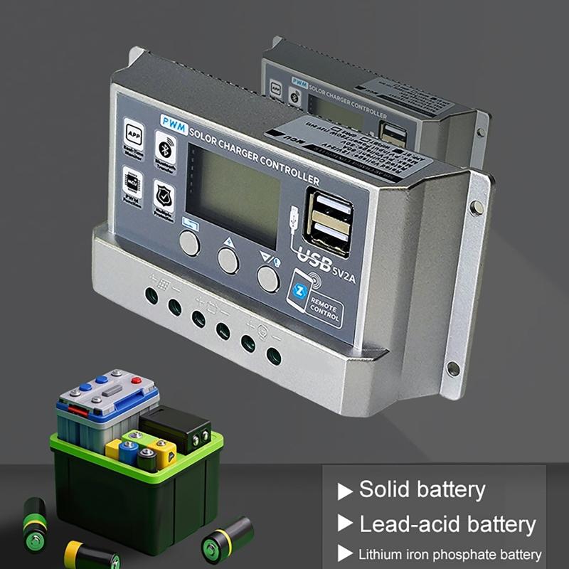 12V/24V 10A/20A/30A/40A/50A High Definition LCD Digital Display Bluetooth Solar Charge Controller Repair PWM Solar Controller