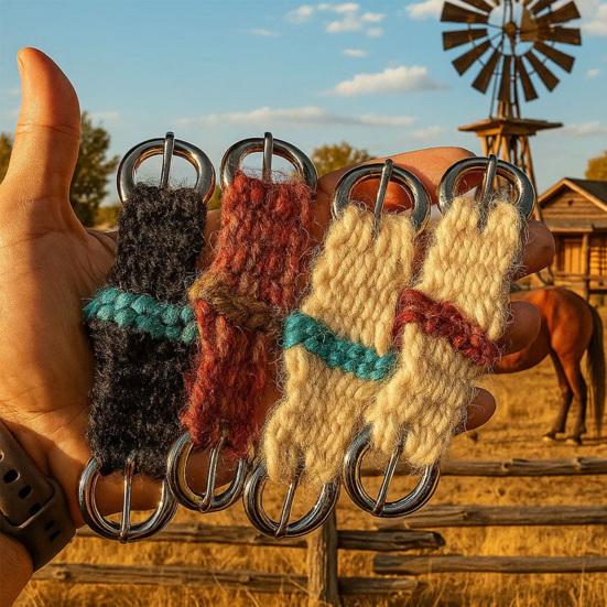 1/4Pcs Mini Girth Keychain Pendant Lightweight Crochet Knitting Saddle Key Chain Handmade Western Cowboy