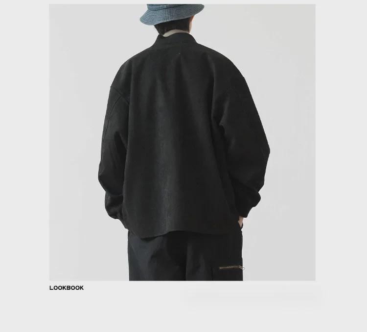 Jaqueta de beisebol unissex japonesa retrô de camurça com ombros caídos (Outono de 2022)