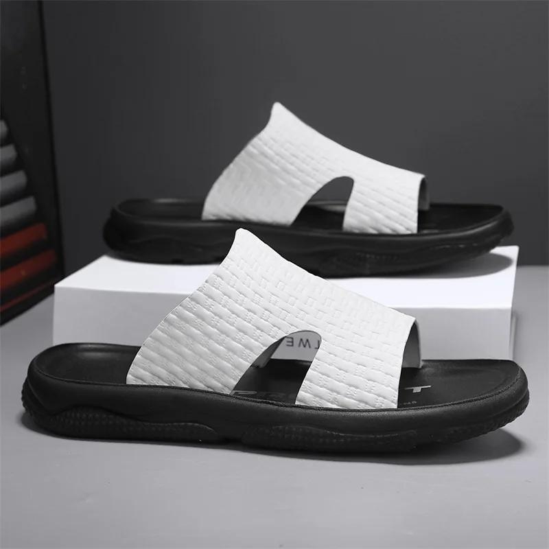 Fashion White Summer New Shoes for Men Slippers Fashion Casual Slides Comfortable Street Cool Beach Shoes Black Sandals