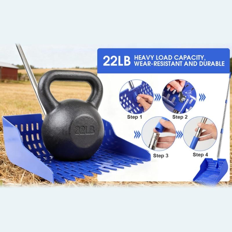 Adjustable Chicken Manures Scoops Rakes Poultry Poop Scooper for Durability in Poultry Farm Cleaning Task Multiuse Cleaner