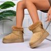 Fashion 2025 Winter Bow Pile Thick Cotton Boots Casual Thick Soled Mid-tube Snow Boots Outdoor Wear Resistant Women's Plush Boots