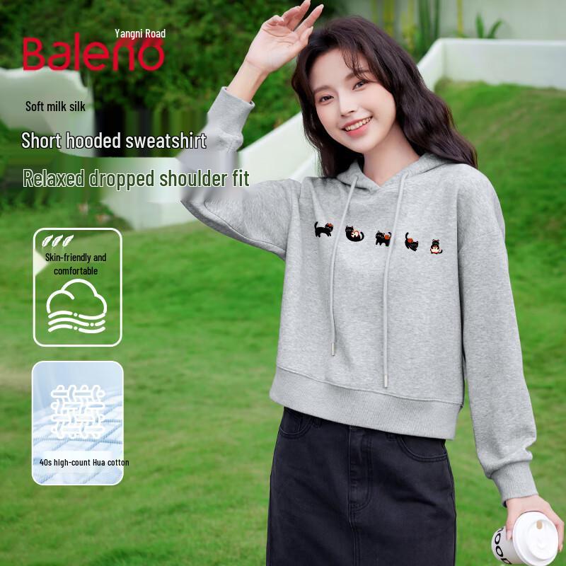 Baleno Women's Short Hooded Long Sleeve Sweatshirt