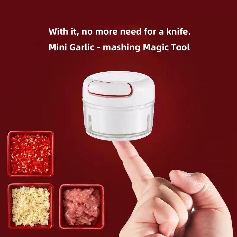 Manual Garlic Chopper Kitchen Mini Meat Grinder Multifunction Rotate Vegetable Cutter Mincer Mixer Stainless Steel Garlic Masher