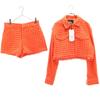 Unused Staggered Pattern Short Pants Suit Setup M Orange Women Used