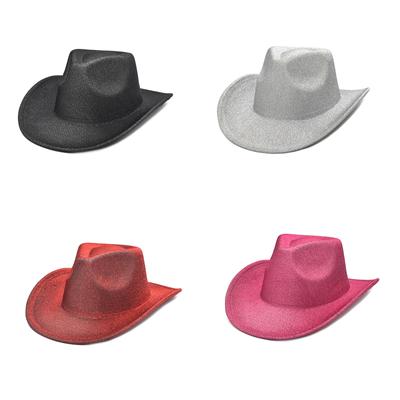 Summer Breathable Cowboy Hat Western Style Large Brim Hat Fedora Felt Cowboy Sunproof Hat Accessory Wide Curved Brim