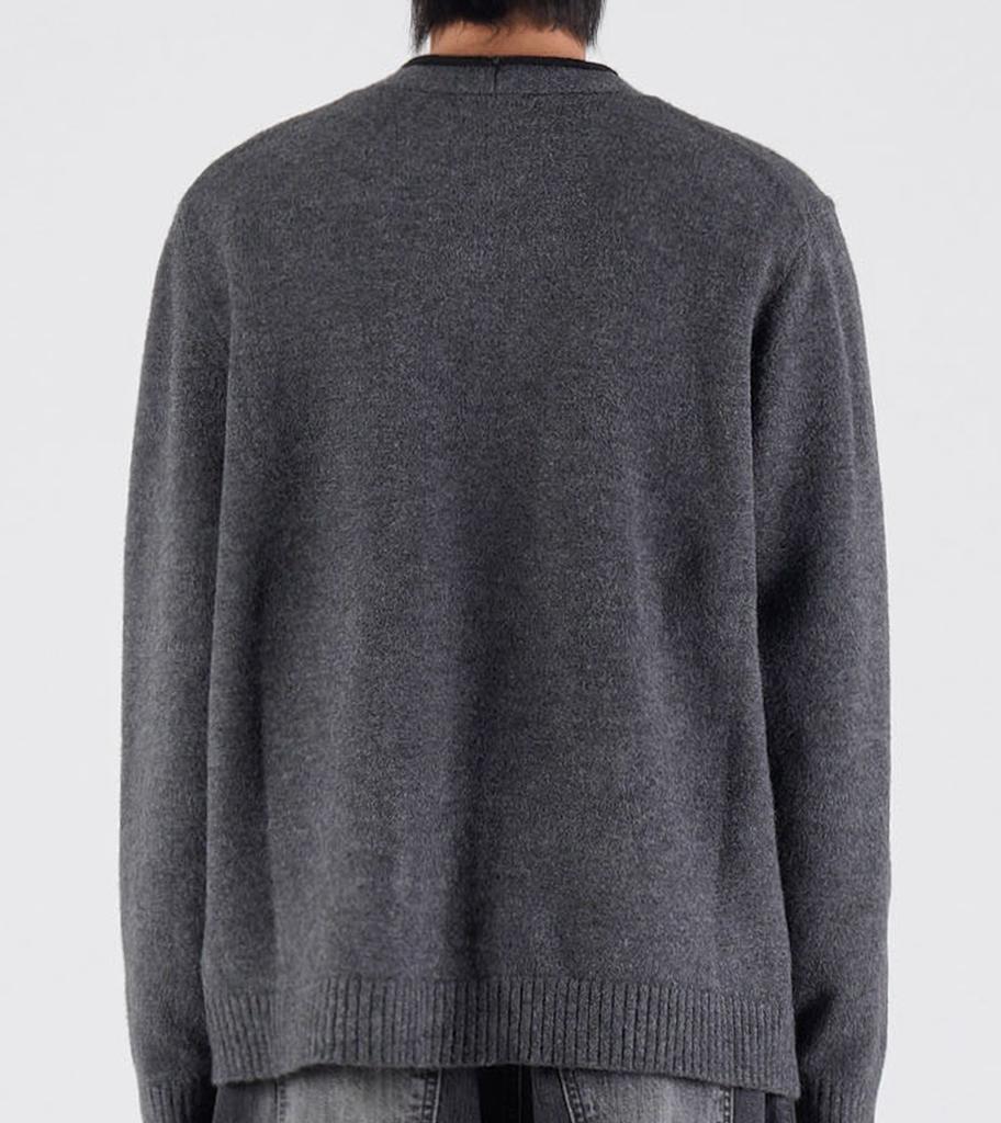 Button Seoul Wool Blend Point Line Knit Cardigan (Gray)