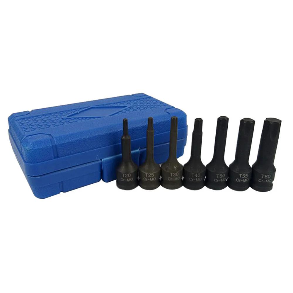 7 Pcs T-shape Hex Spline Ratchet Screwdriver Bit Socket Set Tools Impact Socket Bits Driver