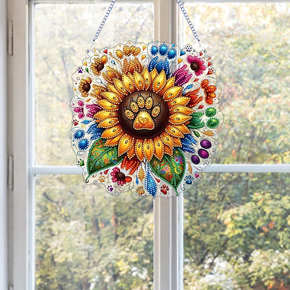 Flower Theme 2D Flat DIY Special Shape Rhinestone Diamond Art Window Pendants Diamond Painting Set Wall Decor for Home & Windows