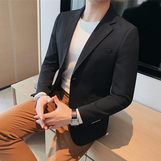

Men s Autumn Casual Slim Suit Suit Jacket Youth Long Sleeve Barge Collar Spring Jacket XS