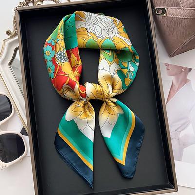 Peony Flower Silk Scarf Female Versatile High-End Small Square Scarf Scarf Temperament Plant Flower Scarf
