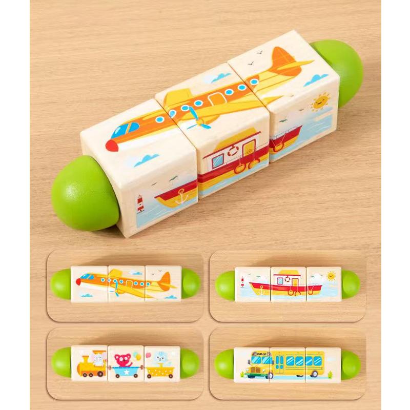 Kids Wooden Animal Spin Puzzle Toy Puzzle Spinning Animal Shape Matching Toy Baby Grasp Gnawing Rattle Toy Creative Turn Fun