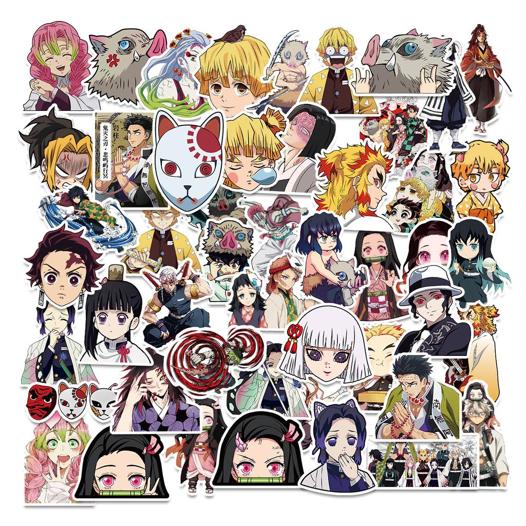 50 Japanese Style Demon Slayer: Blade of The Demon Slayer Graffiti Stickers Suitcase Waterproof Decorative Stickers Cartoon Japanese Comic Stickers